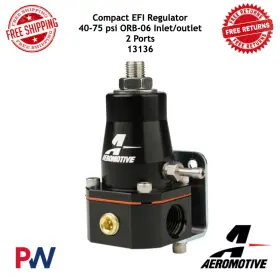 Orb-06 Aeromotive 13136 Compact Efi Regulator 40-75 Psi Inlet/outlet 2 Ports #13136