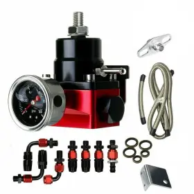 Ak1018 Aikosin Black-red Adjustable Universal Aluminum Fuel Pressure Regulator Kit Efi Bypas