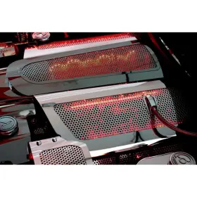 043088-grnl American Car Craft Acc Rail Covers With Green Led Fits 2006-12 Corvette Z06 Ls7-replacement Perforated