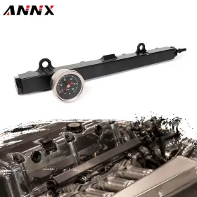 Btd032-bk Annx Engine High Flow Fuel Rail With 1/8npt Gauge For Honda Acura K-series K20/24 Rsx