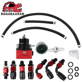 Fpr008-rd-bk-bhw Bagaraatan Black-red Adjustable Fuel Pressure Regulator Kit Oil 0-100psi Gauge -6an 6an New