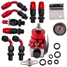 2xrsy9 Bfo Universal Adjustable Fuel Pressure Regulator Kit 100psi Guage An6 Fitting Safey