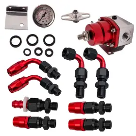 Axu6db Bfo Black Adjustable Fuel Pressure Regulator Kit 100psi Guage An6 Fitting New 1pc