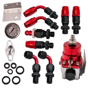 Vc0jm3 Bfo Universal Adjustable Fuel Pressure Regulator Kit 100psi Guage An6 Fitting Safey
