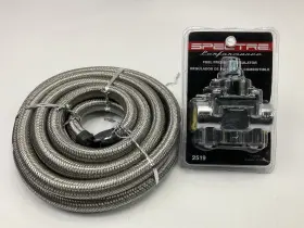 2519-29410 Bundle Id Auto Spectre 3/8 Inch Fuel Pressure Regulator Kit Includes 10 Feet Of Braided Hose