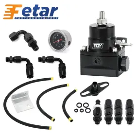 7843bk-qy Carlor Universal Adjustable Fuel Pressure Regulator Oil 100psi Gauge 6an Fitting End
