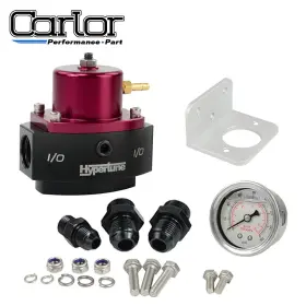 Fpr98r Carlor 4-65 Psi Billet Fuel Pressure Regulator 1/8 Inch Npt Anodized Red With Gauge Universal
