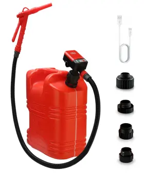 Flcp-sf04-rd Fuelio Gas Can Pump - Aa Battery Powered Fuel Transfer Usb Charging With Nozzle