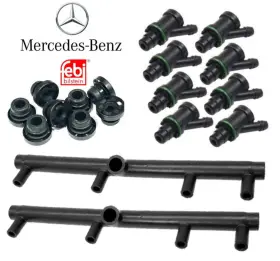 1170700455 Genuine Mercedes / Febi Fuel Injector Seal Nozzle Holder Housing Air Vacuum Hose Kit For 86-91