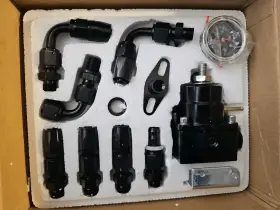 Lk-fpr-001b Lencool Universal Adjustable Fuel Pressure Regulator Kit 100psi Guage An6 Fitting Black