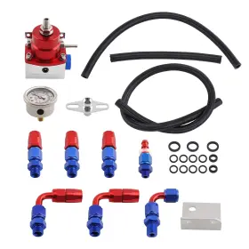 0zl2ew Maxpeedingrods Adjustable Fuel Pressure Regulator Kit 100psi Guage -an6 Fitting Safe Red Black