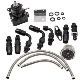 30jgsd Maxpeedingrods Adjustable Fuel Pressure Regulator Kit 0-100psi 6an Fitting Hose End New