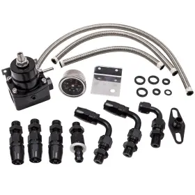 8ad2k6 Maxpeedingrods Adjustable Fuel Pressure Regulator Kit With 100 Psi Guage An6 Fitting Black New