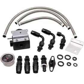 D5fra0 Maxpeedingrods Adjustable Fuel Pressure Regulator Kit Us With 100 Psi Guage An6 Fitting New