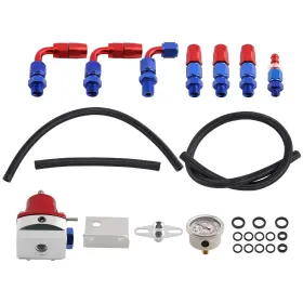 Htj1or Maxpeedingrods Universal Adjustable Fuel Pressure Regulator Kit And 100psi Gauge An 6 Fitting New