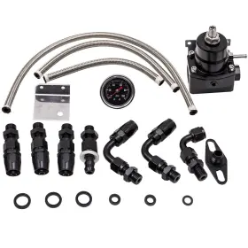 Jb9hp3 Maxpeedingrods Adjustable Fuel Pressure Regulator Kit With 100 Psi Guage An6 Fitting Black New