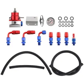 T1yjfk Maxpeedingrods Black Adjustable Fuel Pressure Regulator Kit 100psi Guage An6 Fitting New 1pc