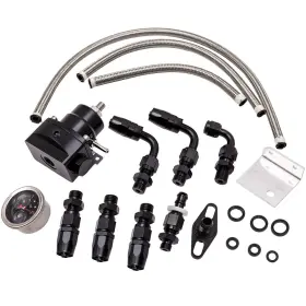 Yave28 Maxpeedingrods Adjustable Fuel Pressure Regulator Kit 100psi Guage An6 Fitting Universal