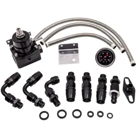 Yfpm89 Maxpeedingrods Adjustable Fuel Pressure Regulator Kit With 100 Psi Guage An6 Fitting Black New