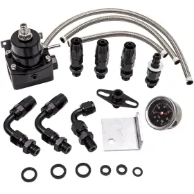 Z0k8h7 Maxpeedingrods Black Universal Adjustable Fuel Pressure Regulator Kit Us Oil 100psi Gauge An6