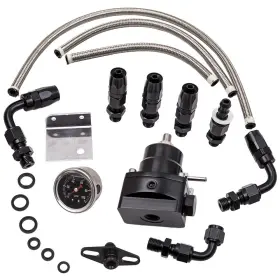 Z6tlwr Maxpeedingrods Adjustable Fuel Pressure Regulator Kit 100psi Guage An6 Fitting Black