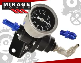 Fpr-003bk-833-a4 Miragepower2008 Aluminum 140psi Adjustable Kpa Fuel Pressure Regulator Jdm Oil Gauge Black Set