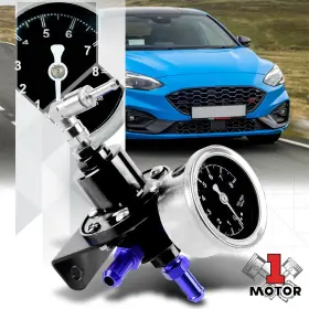 Mt1-kbsssrpf Motor-1 Black Aluminum 160 Psi Adjustable Fuel Pressure Regulator Liquid Kpa Gauge