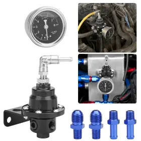 Octoder 738944015339 Adjustable Fuel Pressure Regulator Gauge Kit Universal Vehicle Refitting 160 Psi