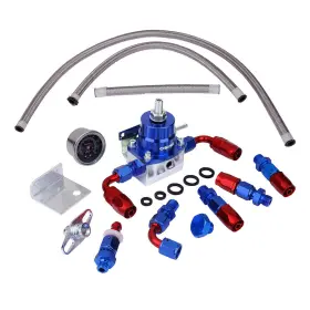 0412bluesilver Osias Adjustable Fuel Pressure Regulator Kit 100psi Gauge An6 Fitting Black