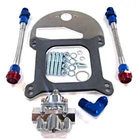 Ss5030 Pirate Mfg Braided Fuel Line Pressure Regulator Kit Dual Outlet - Fits Holley 4150 Carburet