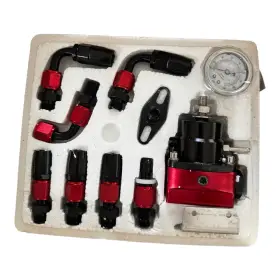 Hwp-fpr-005r Red Universal 6an Adjustable Fuel Pressure Regulator Kit Oil 0-100psi Gaugeblack&red Hwp-fpr-005r Red Universal 6an Adjustable Fuel Pressure Regulator Kit Oil 0-100psi Gaugeblack&red
