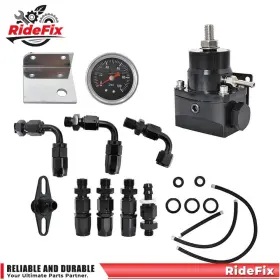 Rf2749872 Ridefix Adjustable Universal Fuel Pressure Regulator Kit 100psi Guage An6 Fitting Black