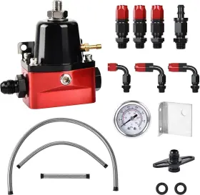 5602ba Tembor Adjustable Fuel Pressure Regulator Kit Oil 30-70psi Gauge 6an Black&red