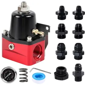 Tembor 663251938784 Black Adjustable Efi Fuel Pressure Regulator Bypass Gauge An6/8/10 Injected