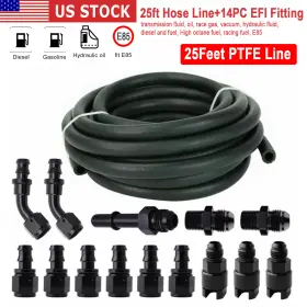 Kt01172bkhwx2e0530 Tembor 6an 3/8 Inch Ptfe Ls Swap Efi Fuel Line Fitting Kit E85 Nbr Rubber Hose 25f