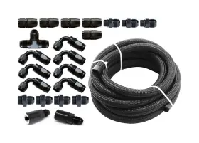 Tqsts-su-6flk-am Torque Solution Braided Fuel Line Kit -6 Aeromotive Fpr For Wrx 02-14 Sti 07-18