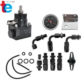 Tr31072 Turitrade Adjustable Fuel Pressure Regulator Kit 100psi Guage An6 Fitting Black Universal