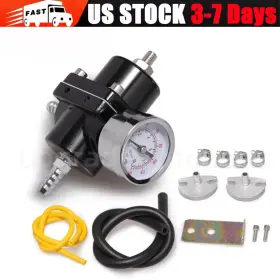 Fpr002-bk Upgradeautoparts Black 1-140 Psi Fuel Pressure Regulator With Oil Gauge Fitting Adjustable Aluminum