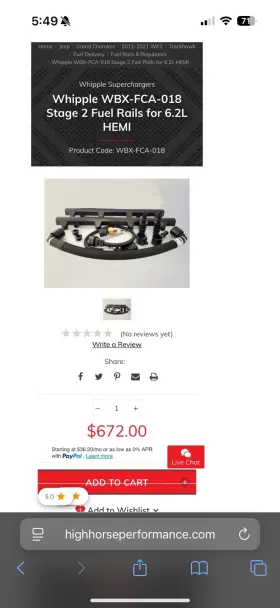 Wbx-fca-081 Whipple Supecharged Wbx-fca-018 Stage 2 Fuel Rails 6.2 Hemi