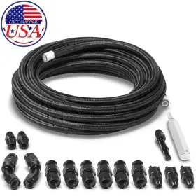 Wmqp-2451 Wm-auto 16pcs 6an 3/8 Inch Ptfe Fuel Line Kit With Nylon Stainless Braided Hose 25ft