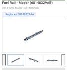 Right Side Fuel Rail 3.0 Diesel Engine 2014-2023 Dodge,jeep, Ram 68148329AB New. Price: $150.00.