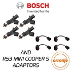 R53 Mini Cooper ST225 Genuine Bosch 380CC Fuel Injectors Set Of 4 + Adaptors New. Price: $257.39.
