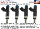 Oem Siemens Set Of Fuel Injectors For 2007-13 Dodge & Jeep Chrysler 2.0/2.4L Remanufactured. Price: $95.00.