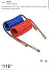Grote 81-0015-H 15' Air Coiled Set W/12" Leads Brass Handle, Red/blue Glad Hands New. Price: $74.99.
